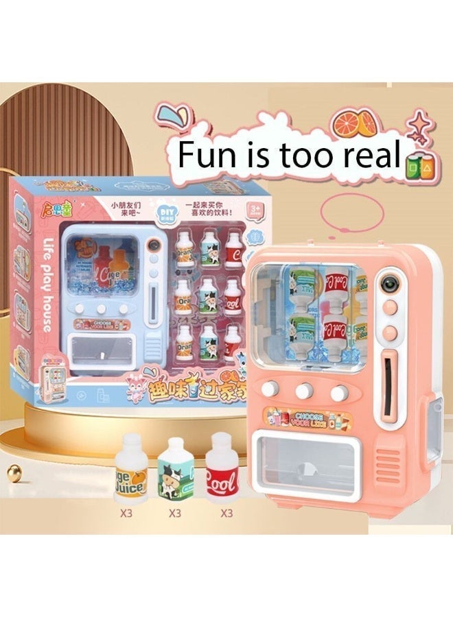 Generic Mini Vending Machine Play Set - 10pcs Beverage Dispenser and Fruit Toy Kit for Creative Dollhouse Play & Kids' Kitchen Accessories, Perfect for Ages 3 - Image 1